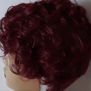 Burgundy Curly Synthetic Wig,